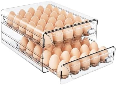 HIYOHIYO Clear 60 Egg Holder for Fridge, High Capacity Egg Container for Refrigerator, Stackable ... | Amazon (US)
