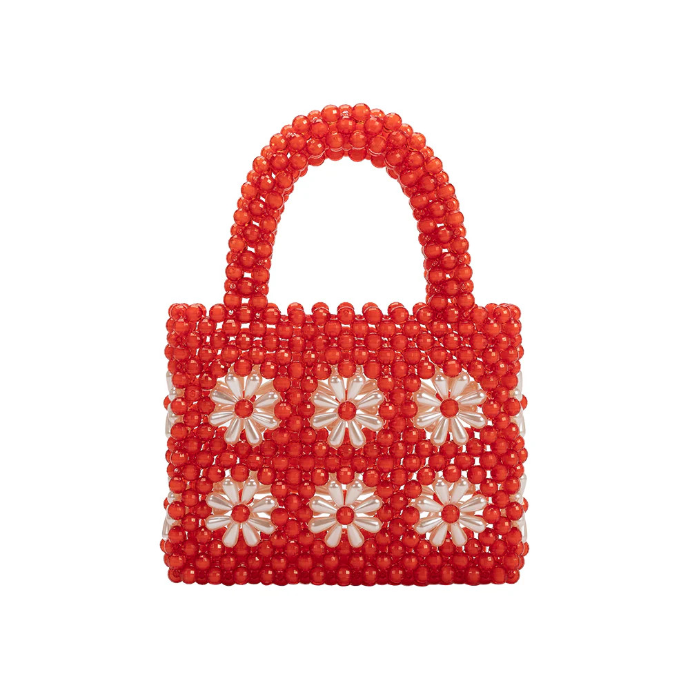 Red Selena Beaded Top Handle Bag | Melie Bianco | Melie Bianco