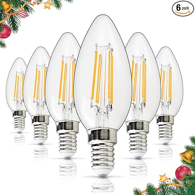 BlueStars C35 E14 European Base LED Bulb 4W (40 Watt Equivalent), 2700K Warm White 450lm, C35 Cle... | Amazon (US)