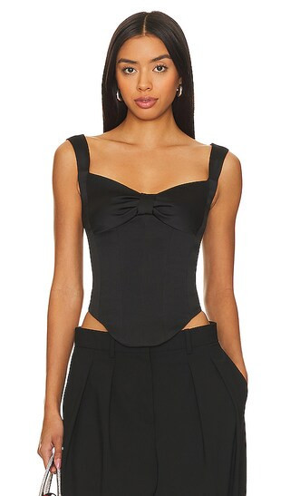 Rozie Corsets Draped Satin Corset Top in Black. Size 36/S, 40/L. | Revolve Clothing (Global)