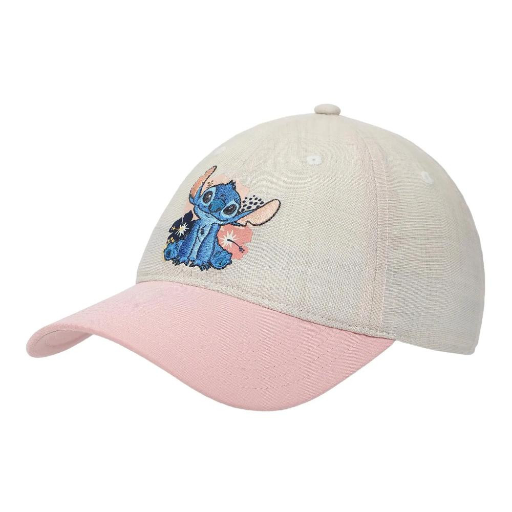 Disney Stitch Embroidered Character & Flowers Women's White & Pink Unstructured Baseball Cap | Oriental Trading Company