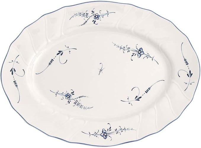 Villeroy & Boch Vieux Luxembourg Oval Platter, 14 in, White/Blue | Amazon (US)