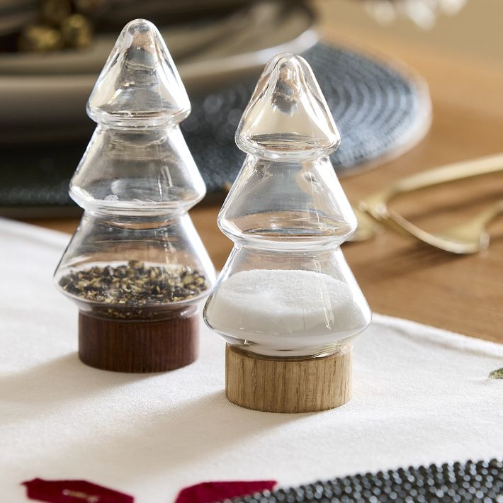 Tiered Tree Wood & Glass Salt & Pepper Shakers (Set of 2) | West Elm (US)