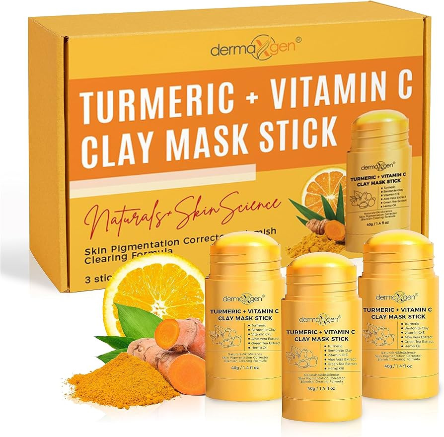 Turmeric Mask Stick, Organic Vitamin C Detox Clay Face Mask, Reduce Acne and Scars, Healing Clay ... | Amazon (US)