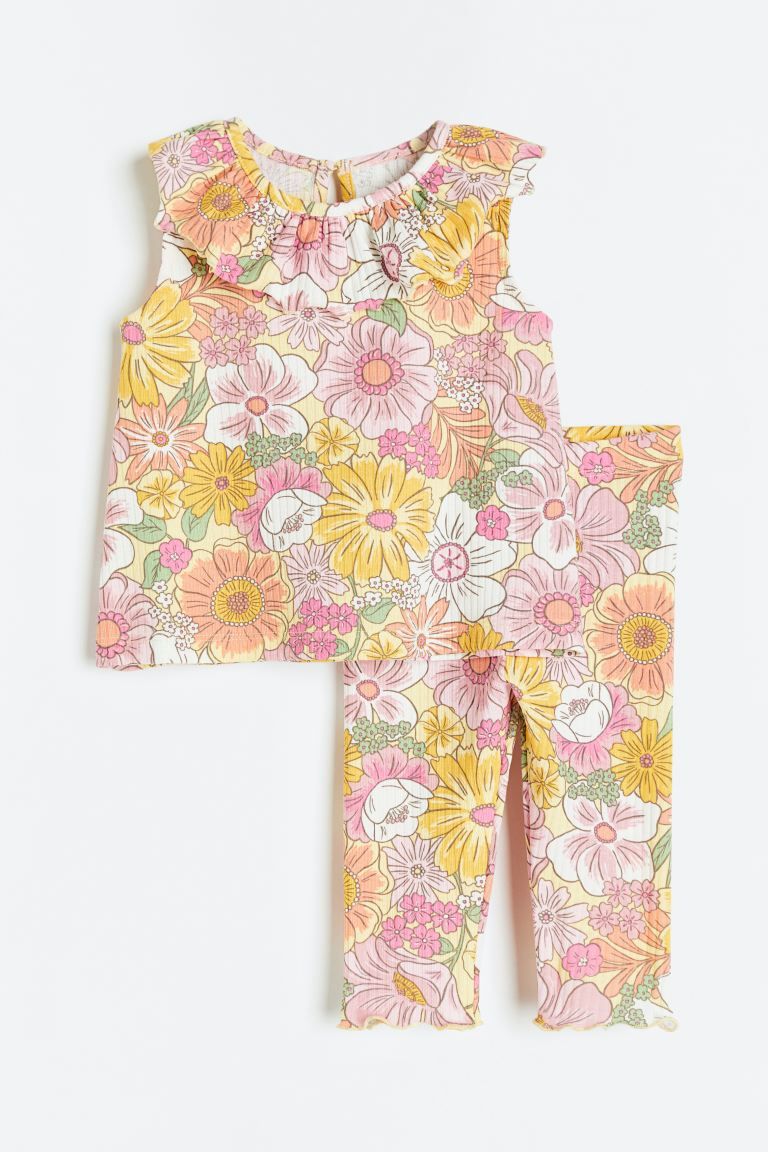 2-piece Cotton Set - Yellow/floral - Kids | H&M US | H&M (US + CA)