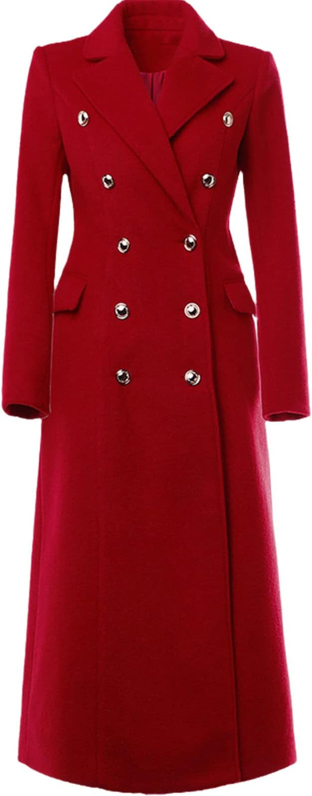 Autumn Winter Women's Red Suit Collar Temperament Woolen Coat Female Fashion Double Breasted Long... | Amazon (US)