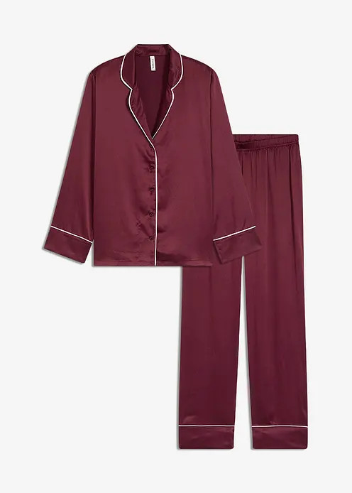 Gewebter Pyjama aus glänzendem Satin | Bonprix DE
