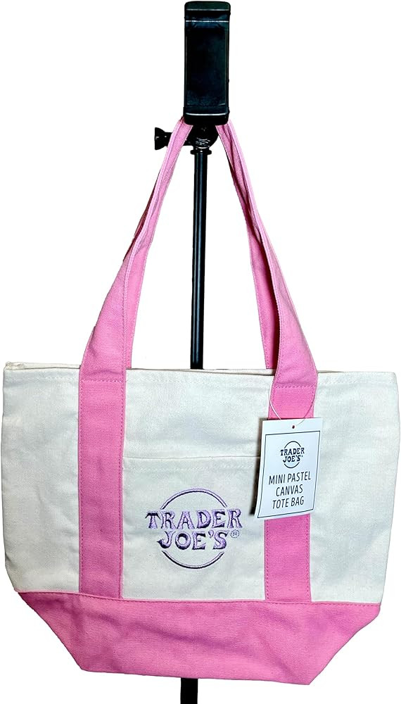 Trader Joe's Limited Edition Mini Pastel Canvas Delicate Pink Tote Bag | Amazon (US)