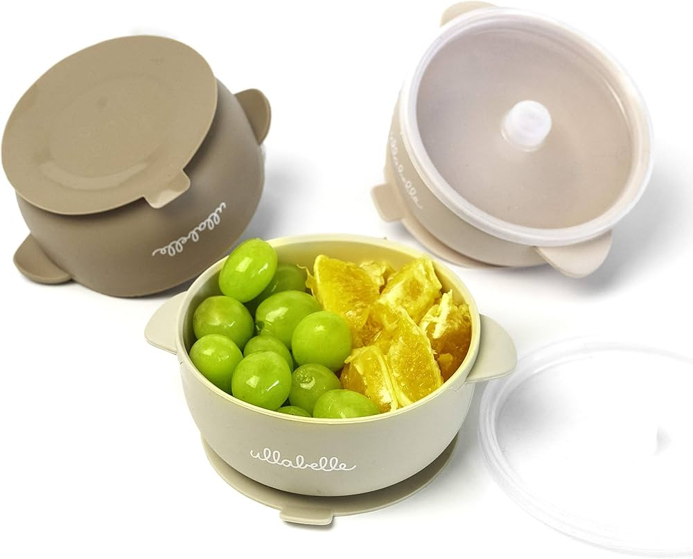 Ullabelle Silicone Baby Bowls with Lids | Toddler Food Storage Bowls Set (Beige) | Amazon (US)