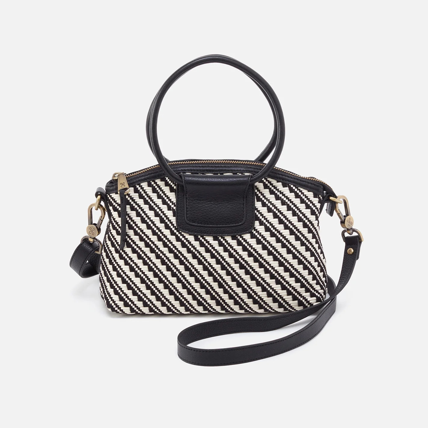 Sheila Top Zip Crossbody in Artisan Weave - Black and White | HOBO Bags