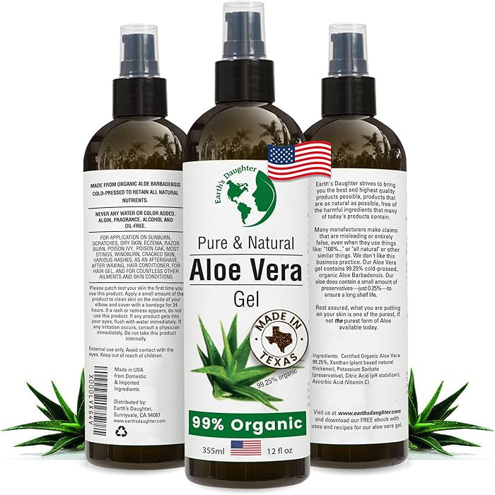 Earth's Daughter Organic Aloe Vera Gel from 100% Pure and Natural Cold Pressed Aloe – Moisturiz... | Amazon (US)