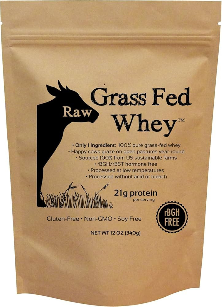 Raw Grass Fed Whey - Happy Healthy Cows, COLD PROCESSED Undenatured 100% Grass Fed Whey Protein P... | Amazon (US)