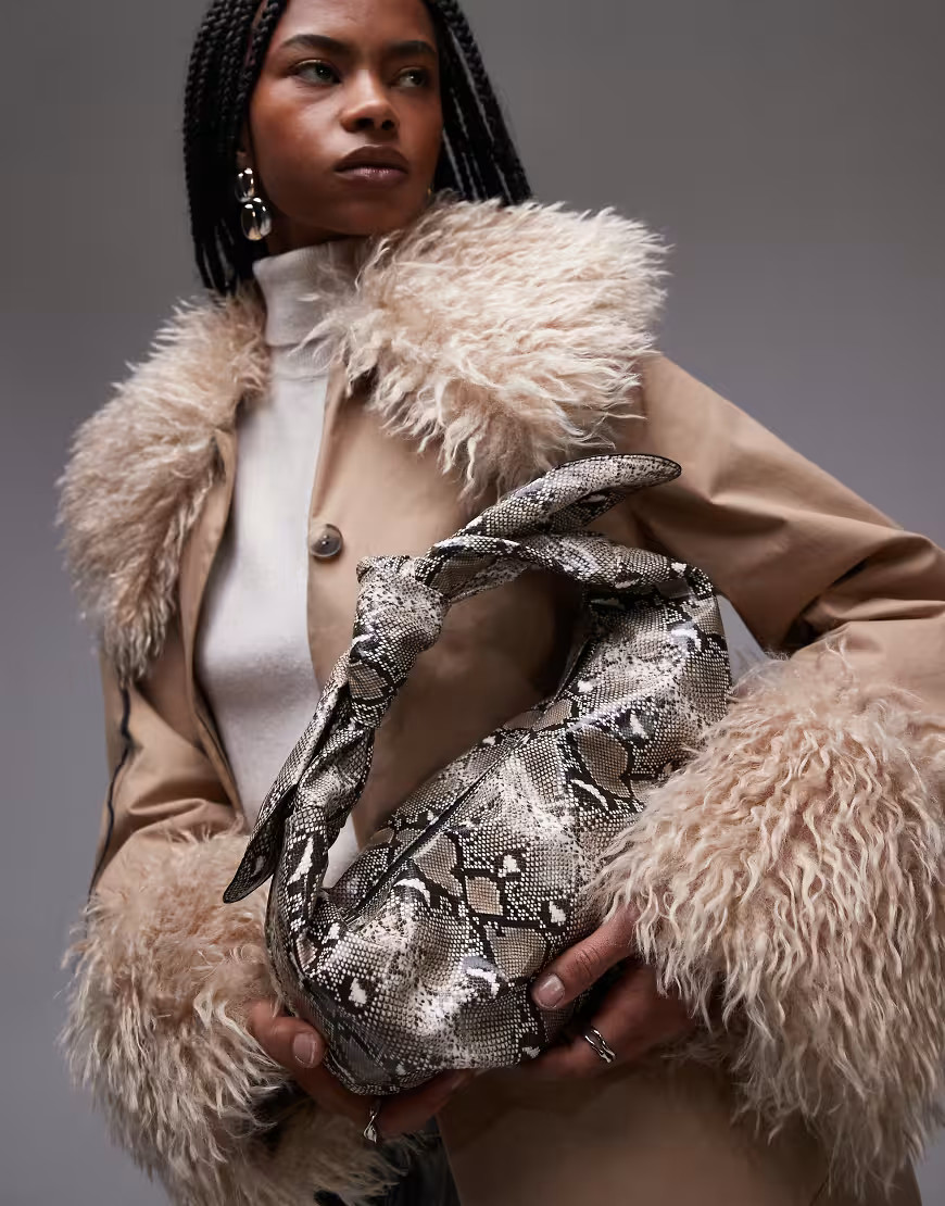 Topshop Sameena bow knot shoulder bag in snake print-Multi | ASOS (Global)