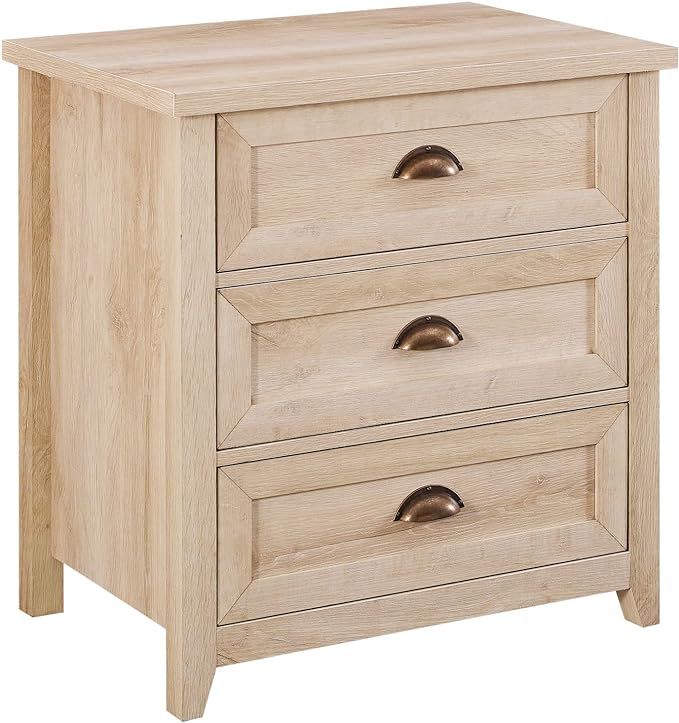 Walker Edison Hazel Modern Farmhouse 3 Drawer Framed Nightstand with Half-Moon Handles, 25 Inch, ... | Amazon (US)