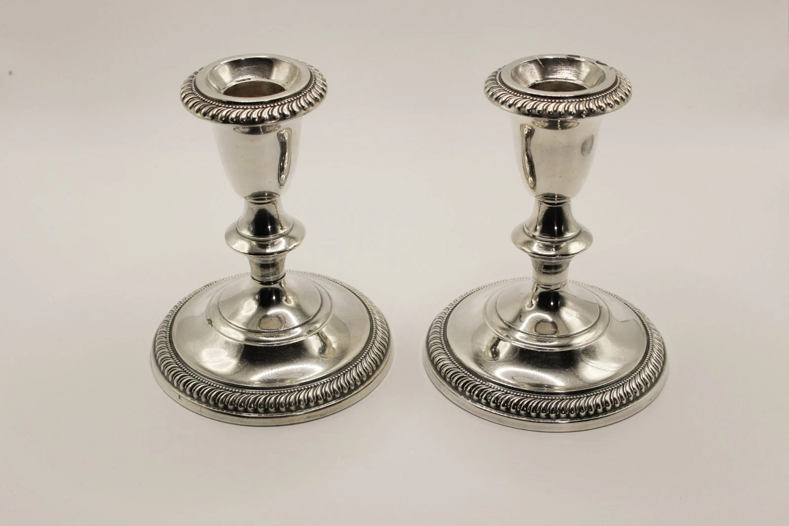 Pair Silver Plate Candlesticks Beaded Edge Small Taper Candle Holders | eBay US