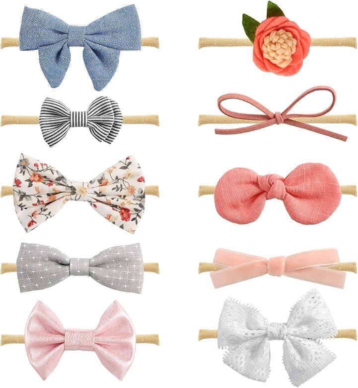 Baby Girl Headbands and Bows, Newborn Infant Toddler Hair Accessories by MiiYoung | Amazon (US)