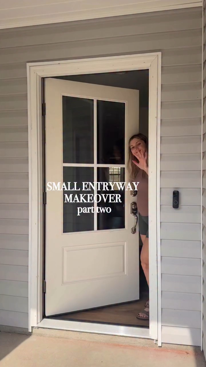 How to create a smooth front door finish with ZERO stress:

First off, color used is Behr Ink Black. I LOVE the heavy blue undertones in this. It’s like having a black door but with a little color.

TIPS 🔑 
1.  Using this masking tape is a GAME CHANGER. All you do is paint it on the windows, let dry for a couple ours, paint like no otherrrr because your windows are safe! Once you’re done painting, you score the edges and legit just peel it off. Too easy! You’ll never see me using my blue tape around windows ever again! 🤌🏼 COMMENT ‘SHOP’ for the link! 🔗 

2. Apply your first coat of paint (my first coat I did not do in sections and I regret that). I forsure recommend painting in sections to avoid paint drying too soon. 

3. Use a 320 grit sander sponge to prep your second coat. This makes sure you have a smooth surface/ sand down any bumps or grooves, SO important for a smooth door finish. 

4. Once you apply your 2nd coat, paint with a brush like Purdy Nylox Glide brush, then use a clean roller and go over what you just painted (this part is deff important to do in sections) 

4. Paint with the grain of your door 🔑 

And there ya go! Something that used to be so complicated turned into something so easy and time-saving! 

#diypainting #paintinghacks #homerenovationhacks #diyhomeprojects #paintingtipsandtricks