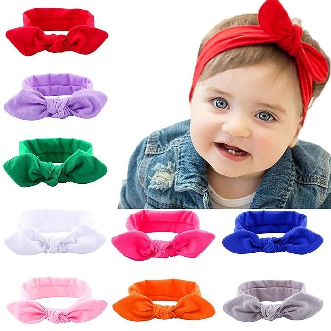 Itaar Baby Girl Turban Headband Rabbit Ear Head Wrap Dot Hair Band headwrap (Mix Color 9 Pack) | Amazon (US)