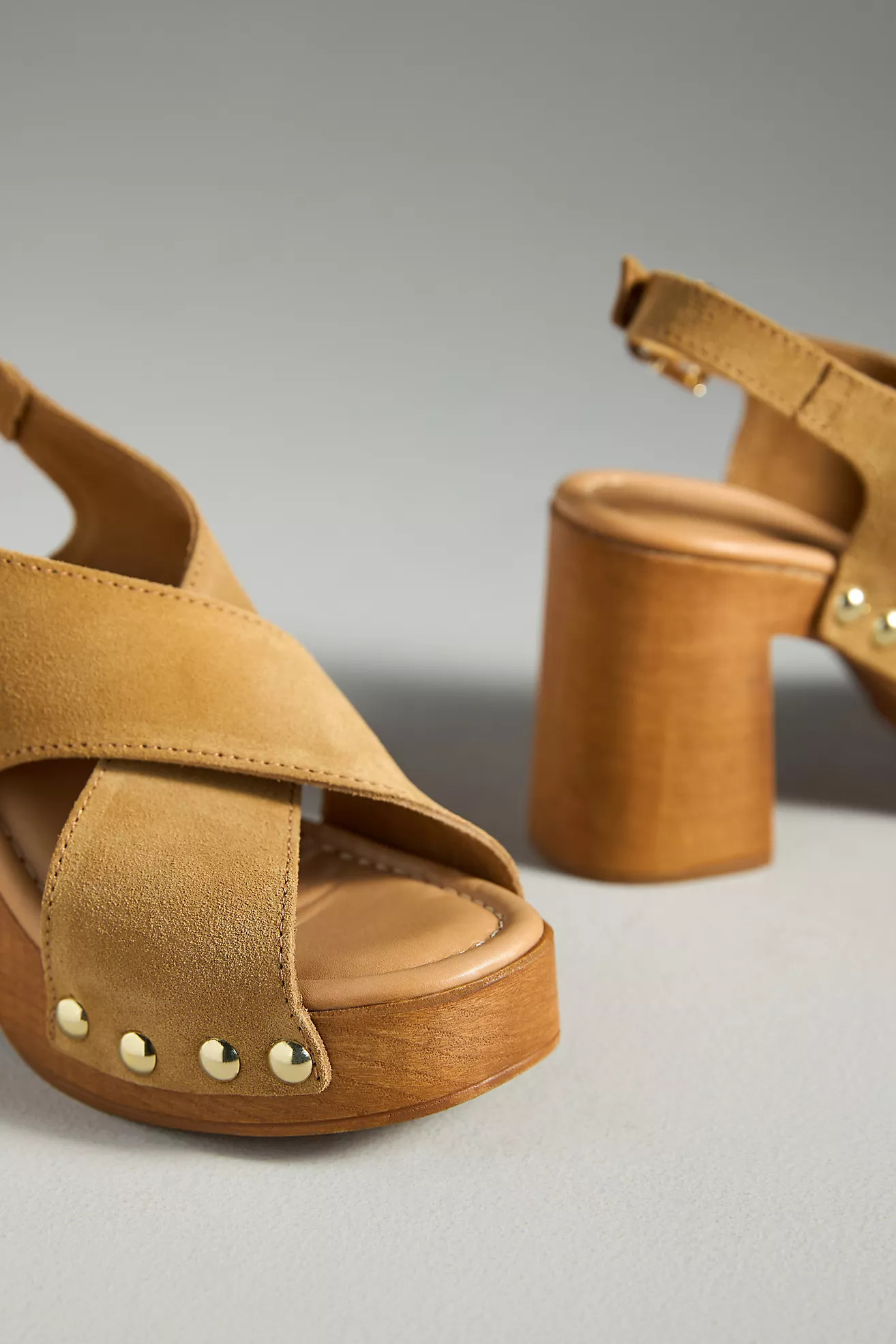 By Anthropologie Studded Wood-Bottom Platform Sandals | Anthropologie (US)