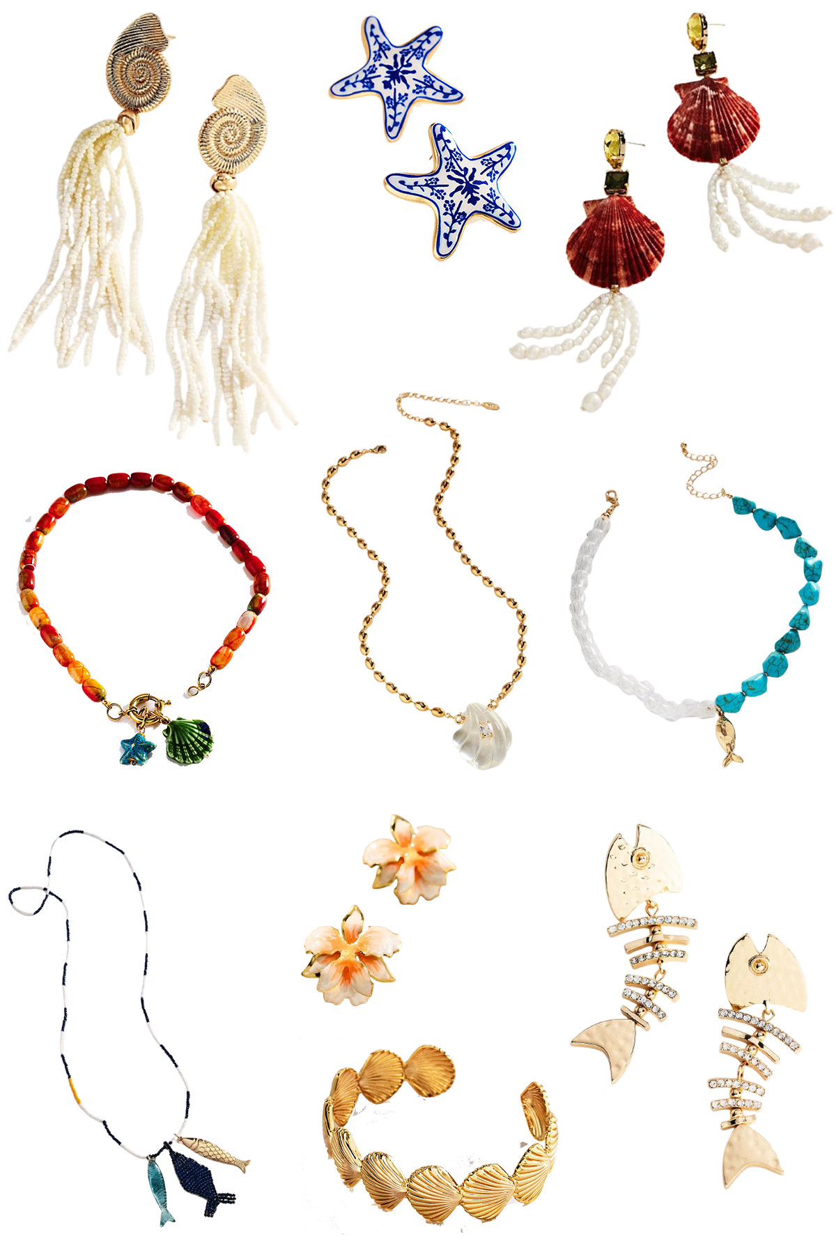 Anthropologie summer jewelry

Anthropologie channels an artistic, globetrotting vibe with this summer jewelry selection. These pieces lean into rich, worldly textures and unexpected design details. Standouts include the striking blue-and-white porcelain-style Chinoiserie starfish studs and dramatic shell tassel earrings draped in tiny seed-bead “coral” branches. 

 #LTKSeasonal #LTKSaleAlert
