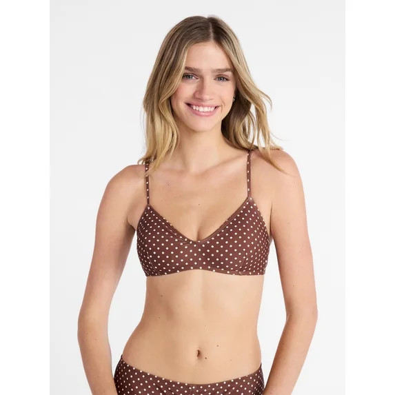 No Boundaries Polka Dot Bralette Swim Top, Women's XXS-XXL | Walmart (US)