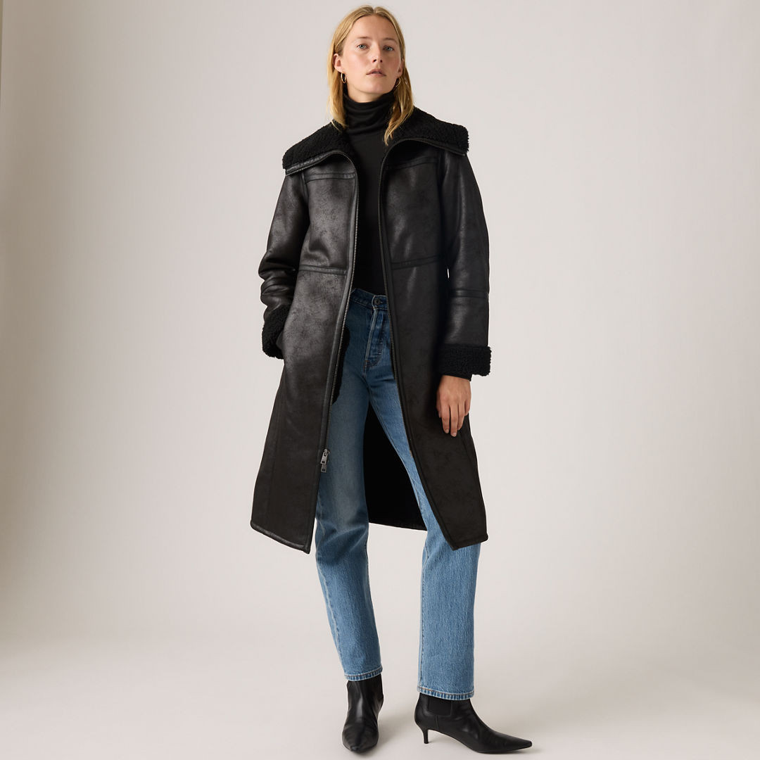 Levi's Faux Shearling Funnel Coat - Women's L | Levi's US