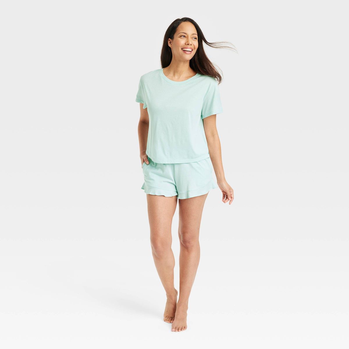 Women's T-Shirt and Shorts Pajama Set - Stars Above™ Green XS | Target