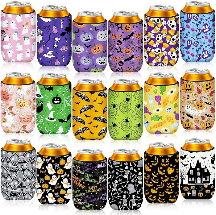 18 Pcs Halloween Can Cooler Sleeves Neoprene Beer Drink Covers | Amazon (US)
