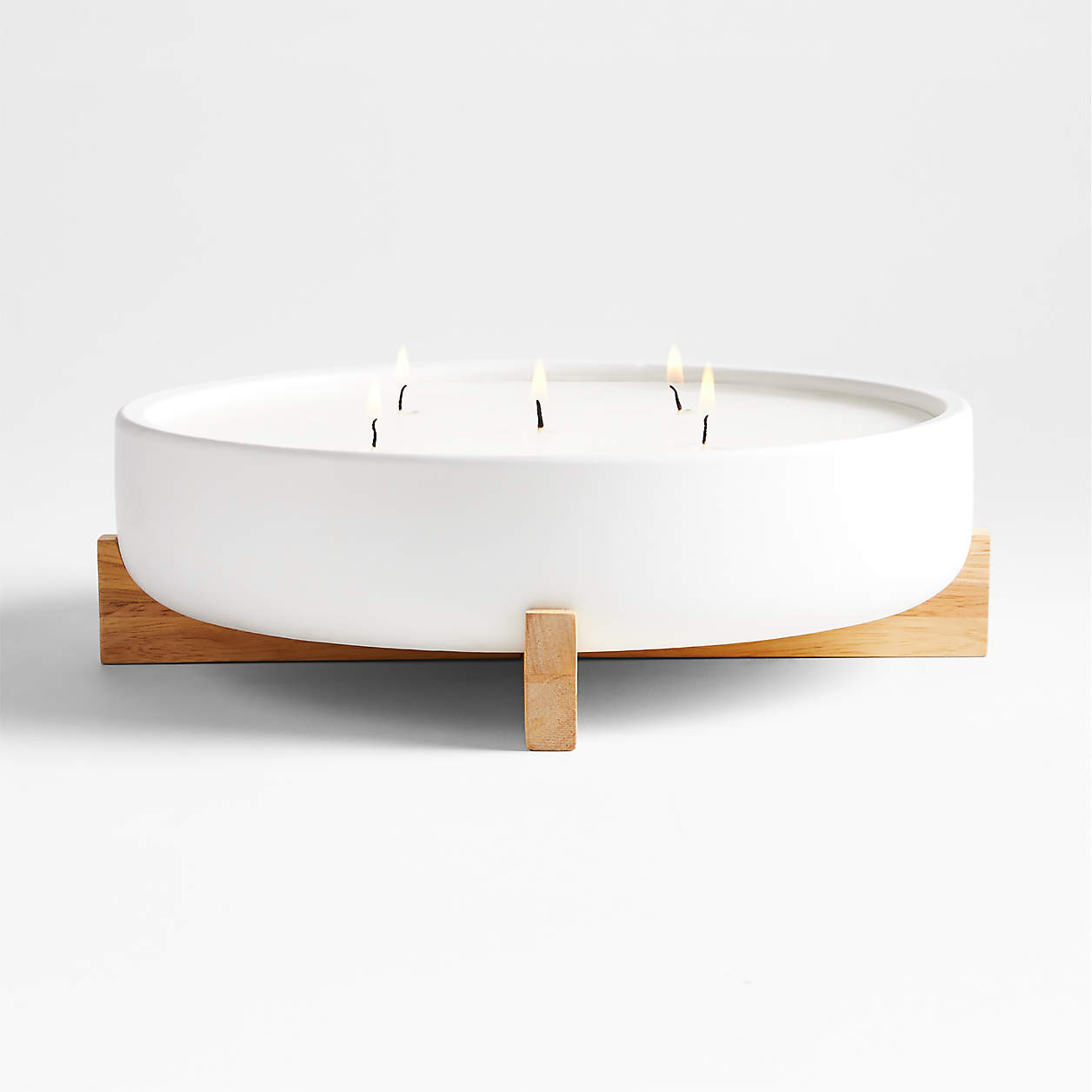 Wilmette 5-Wick Citronella Candle with Wooden Stand + Reviews | Crate & Barrel | Crate & Barrel