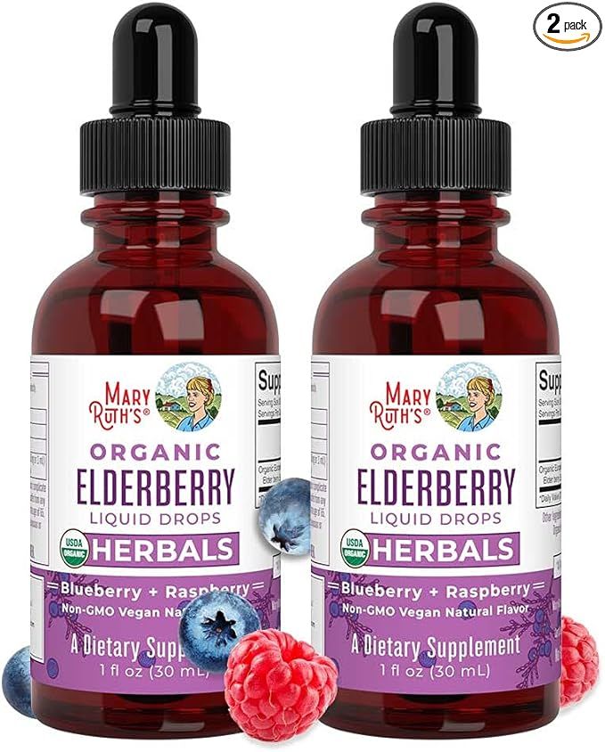 Organic Sambucus Black Elderberry Syrup Liquid Drops by MaryRuth's, Immune Support, Vegan, Non-GM... | Amazon (US)