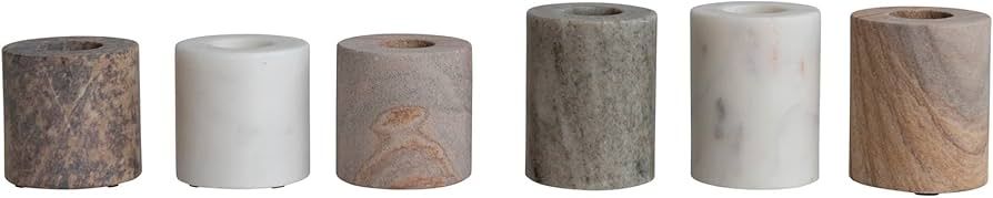 Bloomingville Modern Marble, Set of 6, 2 Sizes, 3 Colors Taper Candle Holder, Natural | Amazon (US)