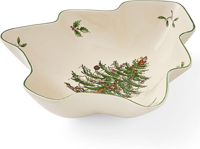 Spode Christmas Tree Serving Dish, 9-inch Tree-Shaped Bowl, Fine Earthenware, Dishwasher Safe, De... | Amazon (US)