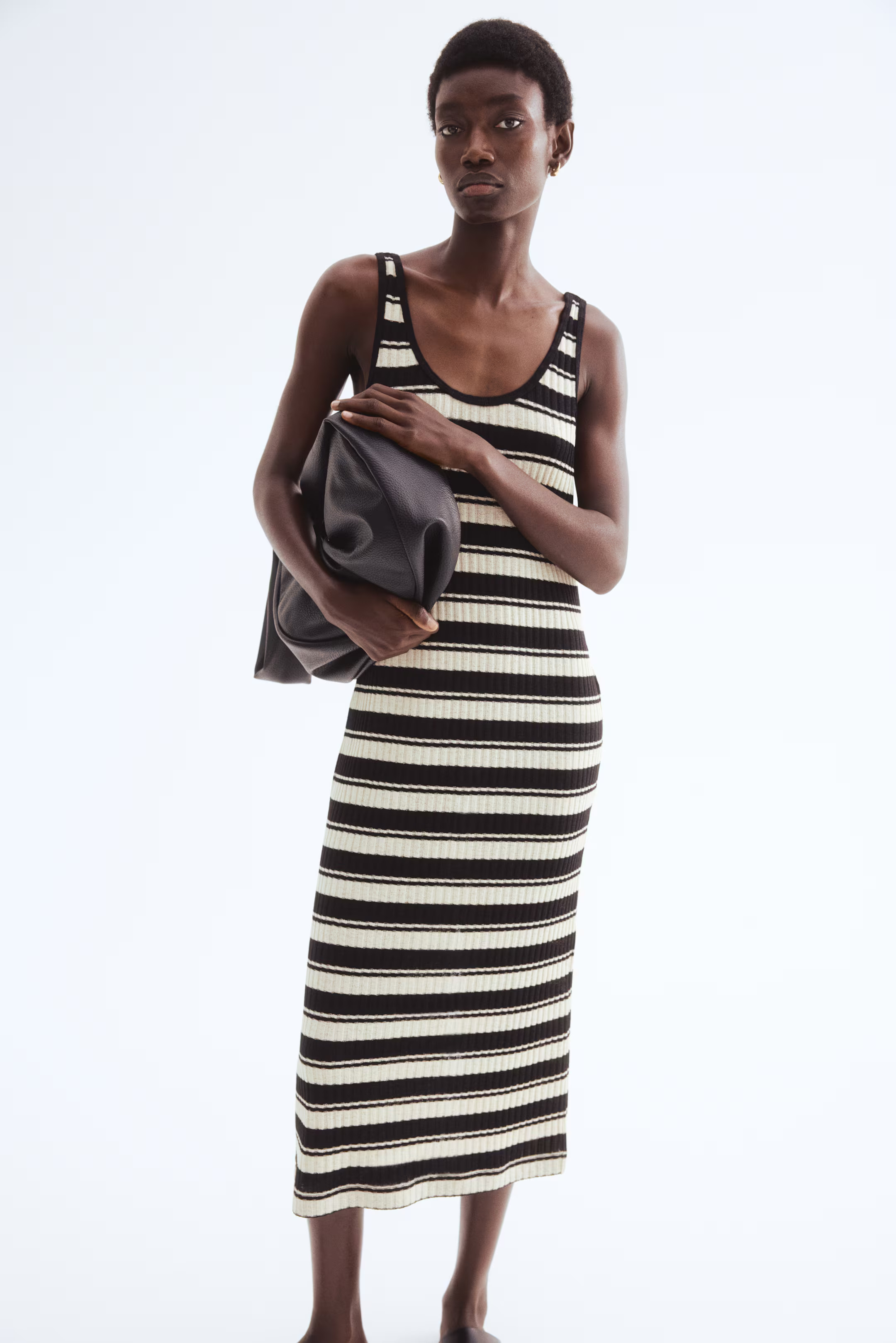 Rib-Knit Dress - Black/striped - Ladies | H&M US | H&M (US + CA)
