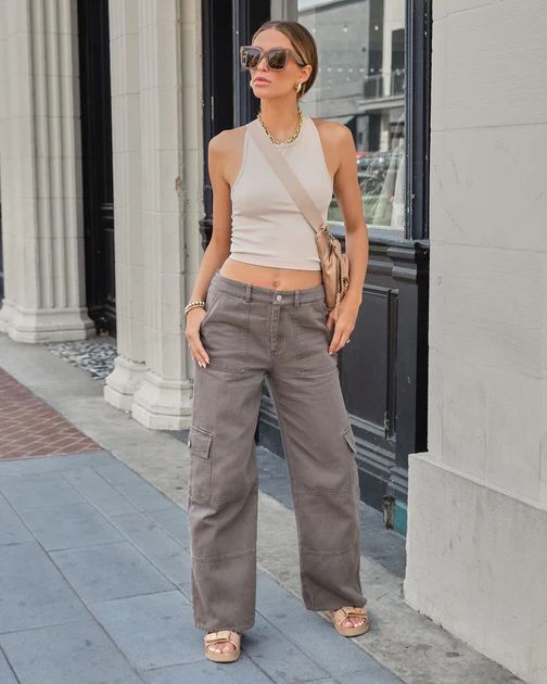 Something About Jane High Waisted Cargo Pants - Dark Taupe | VICI Collection
