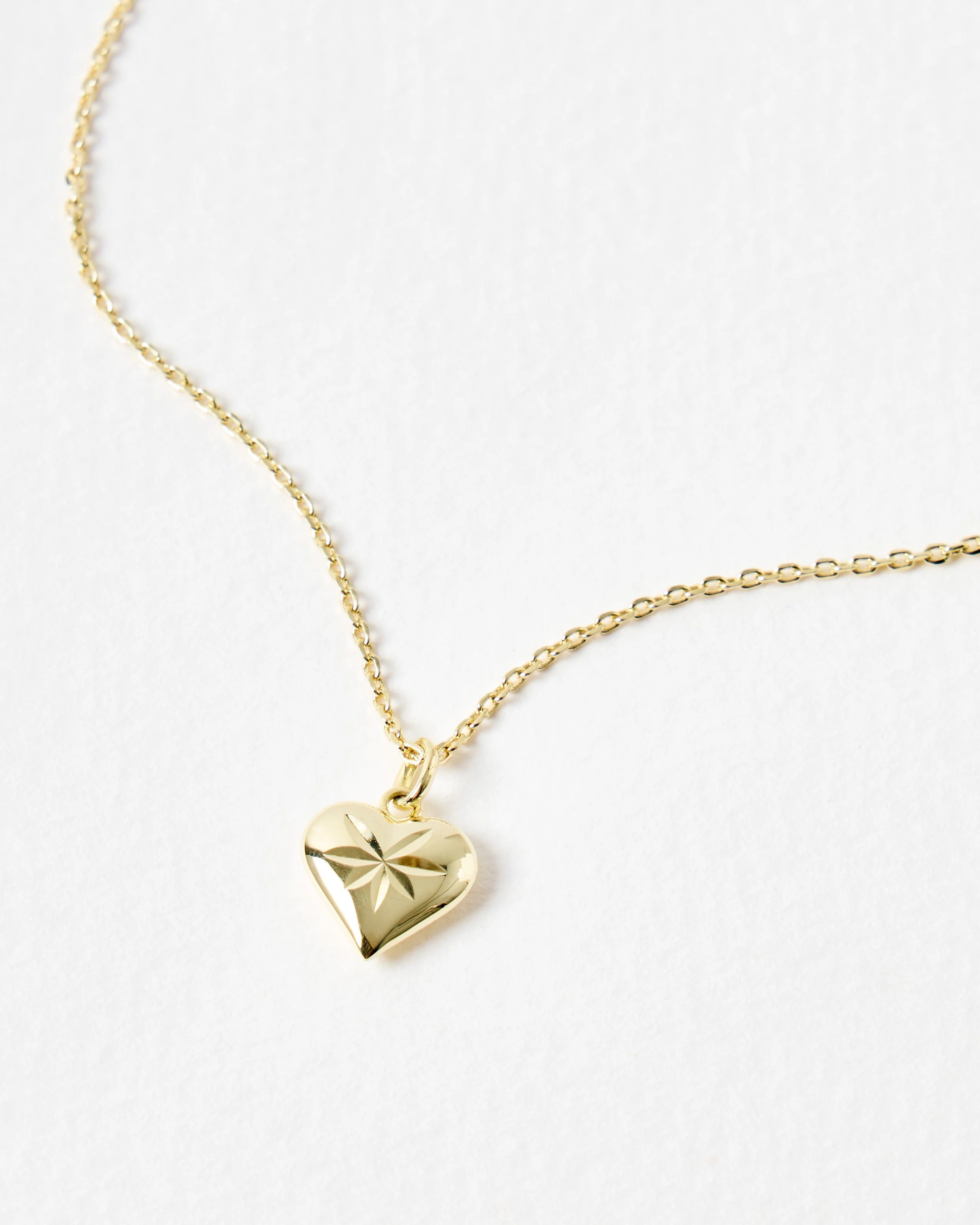 Cora Engraved Heart Charm Gold Plated Pendant Necklace | Oliver Bonas (Global)