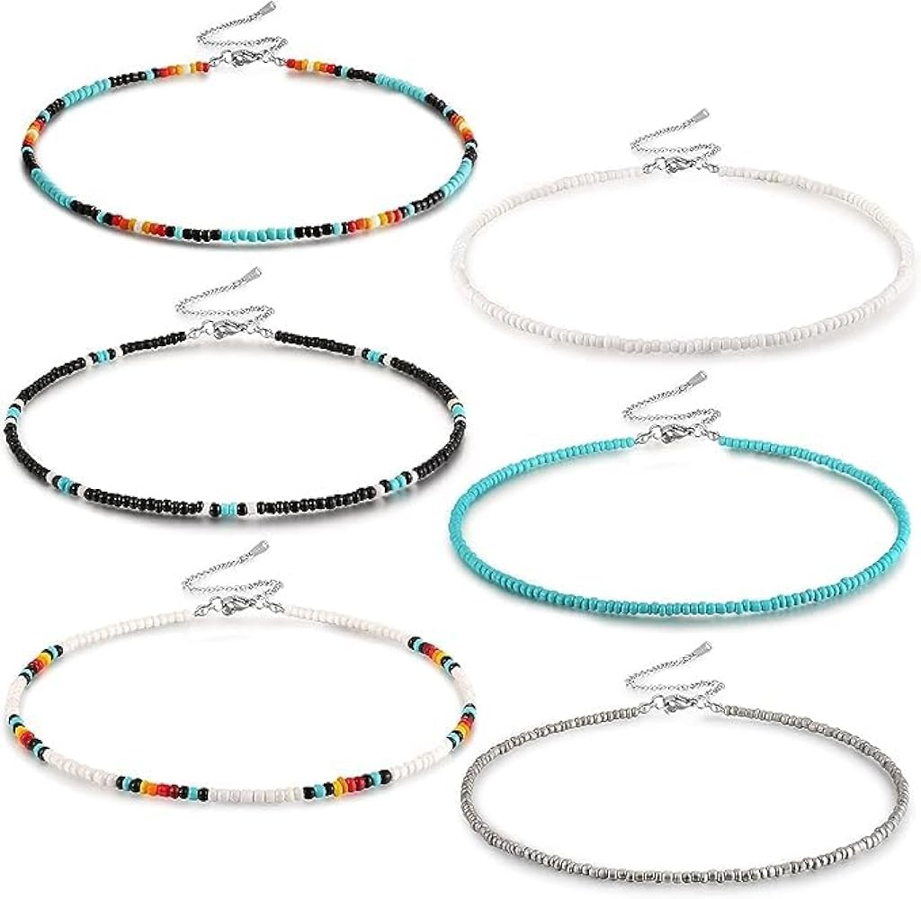 Western Bead Choker Necklace Set Handmade Glass Seed Bead Boho Bohemian Hippie Necklaces Jewelry ... | Amazon (US)
