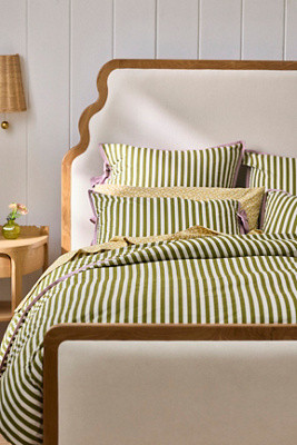 Brynne Cotton Percale Stripe Tie Printed Duvet | Anthropologie (US)