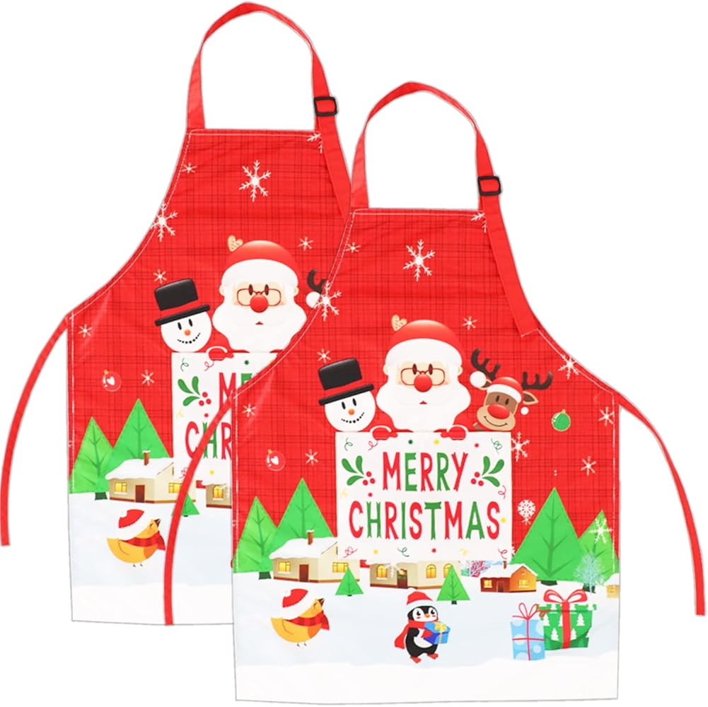 Amazon.com: OBUSATT 2 PCS Christmas Aprons for Kids Waterproof Christmas Kids Adjustable Aprons w... | Amazon (US)