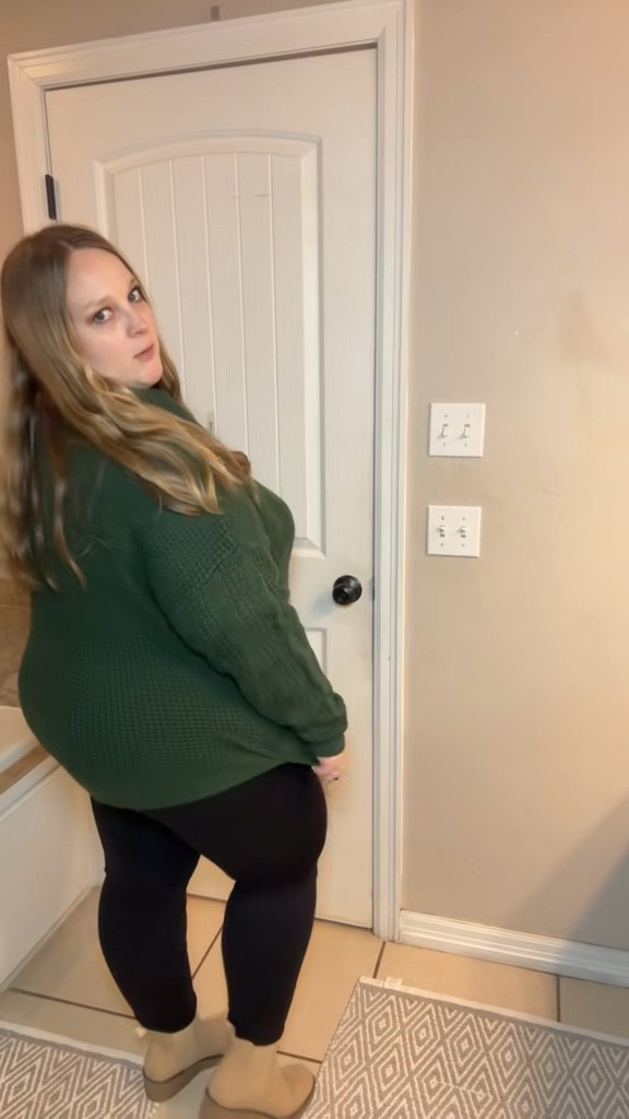 I wanted this to be that slouchy winter sweater, but on me it runs more fitted than expected. Still cozy and flattering, just not oversized — I’d size up if you want room to layer comfortably.

plus size sweater, cable knit pullover, turtleneck sweater, winter layering top, curved hem sweater, cozy winter outfit, plus size knitwear, cold weather outfits, BloomChic sweater, everyday winter top

#LTKPlusSize #LTKMidsize #LTKSeasonal