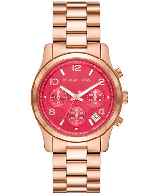 Michael Kors Women's Runway Quartz Chronograph Rose Gold-Tone Stainless Steel Watch 38mm - Macy's | Macy's