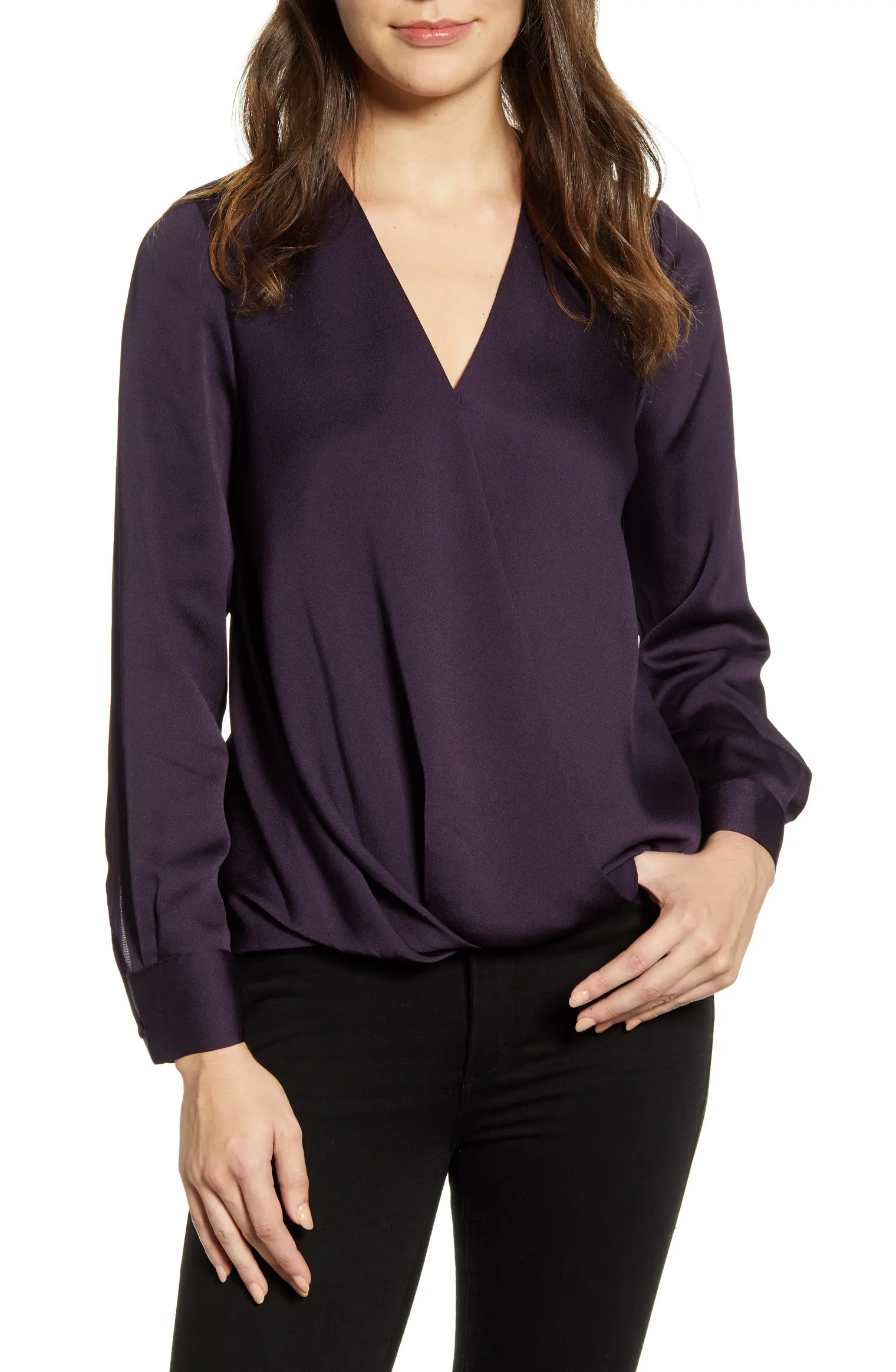 Faux Wrap Satin Blouse | Nordstrom