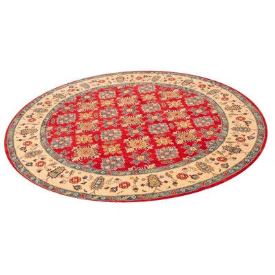 One-of-a-Kind Cindi Hand-Knotted New Age 9'9" x 9'9" Round Wool Area Rug in Red/Cream | Wayfair North America