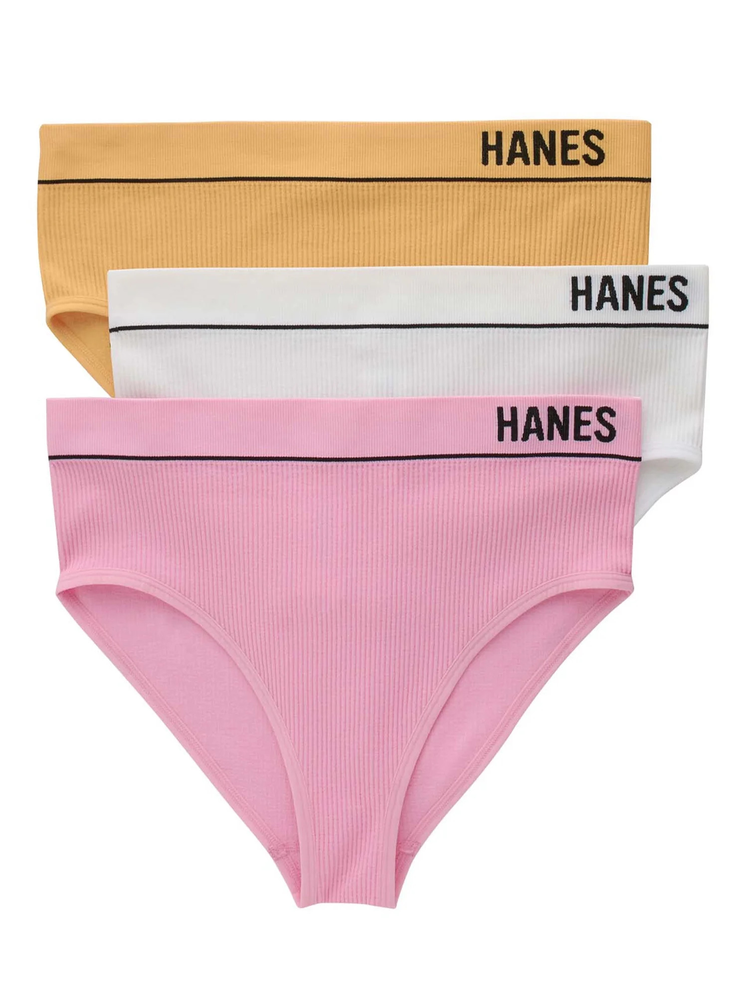 Hanes Classics Womens Seamless Retro Rib Hi-Leg Bikini , 3 Pack - Walmart.com | Walmart (US)