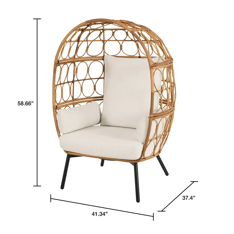 Better Homes & Gardens Willow Sage Steel Wicker Outdoor Egg Chair, Brown - Walmart.com | Walmart (US)