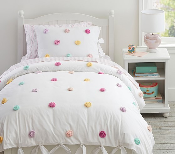 Zoey Pom-Pom Duvet Cover & Shams | Pottery Barn Kids
