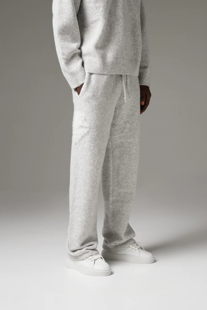 MONOGRAM FLUFFY KNIT JOGGERS - GREY MARL | The Couture Club