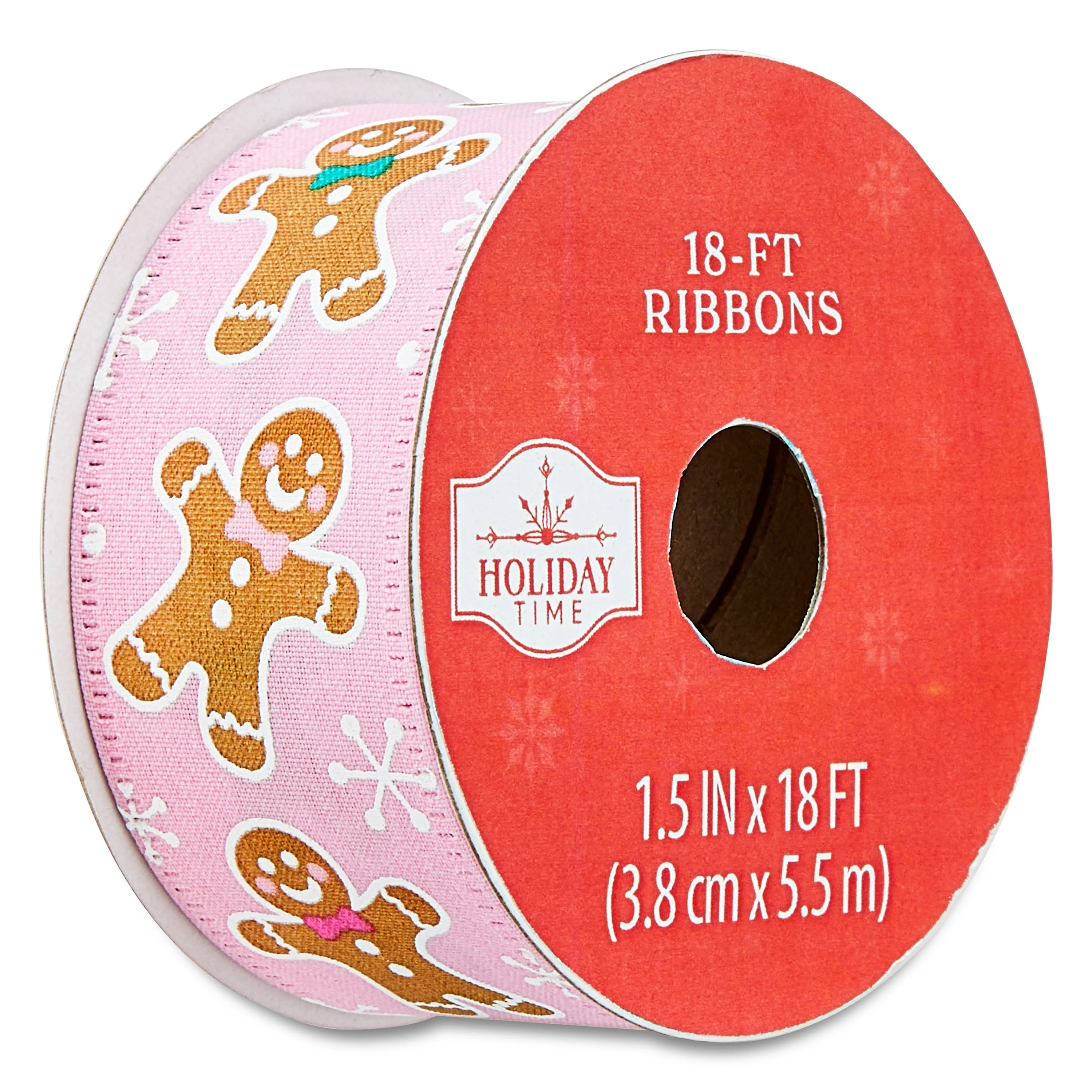 Pink Gingerbread Christmas Ribbon, 1.5" x 18', by Holiday Time | Walmart (US)