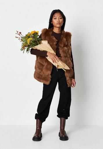 Brown Pelted Faux Fur Vest | Missguided (US & CA)