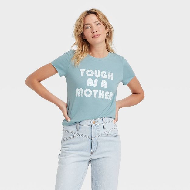 Women's Mother's Day Tough As A Mother Short Sleeve Graphic T-Shirt - Blue | Target