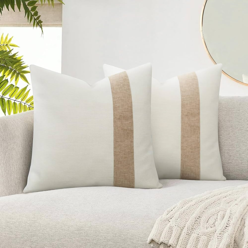 Farmhouse Decorative Throw Pillow Covers 18x18 Set of 2, Boho Modern Accent Square Pillow Covers ... | Amazon (US)